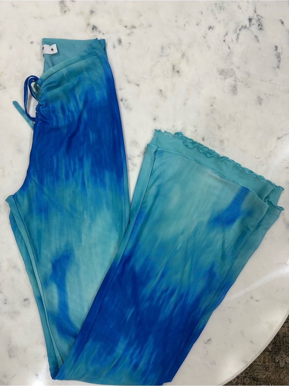 Tiger Mist Blue Tie-Dye V-Waist Pants - Picture 4 of 5